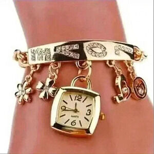 Love watch charm bracelet
